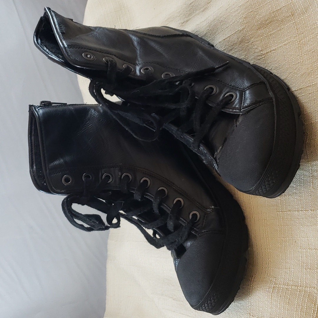 Aldo Men Black Leather, Fleece Lined, Zipper Back, Boots/Hiking Shoes, Size 8